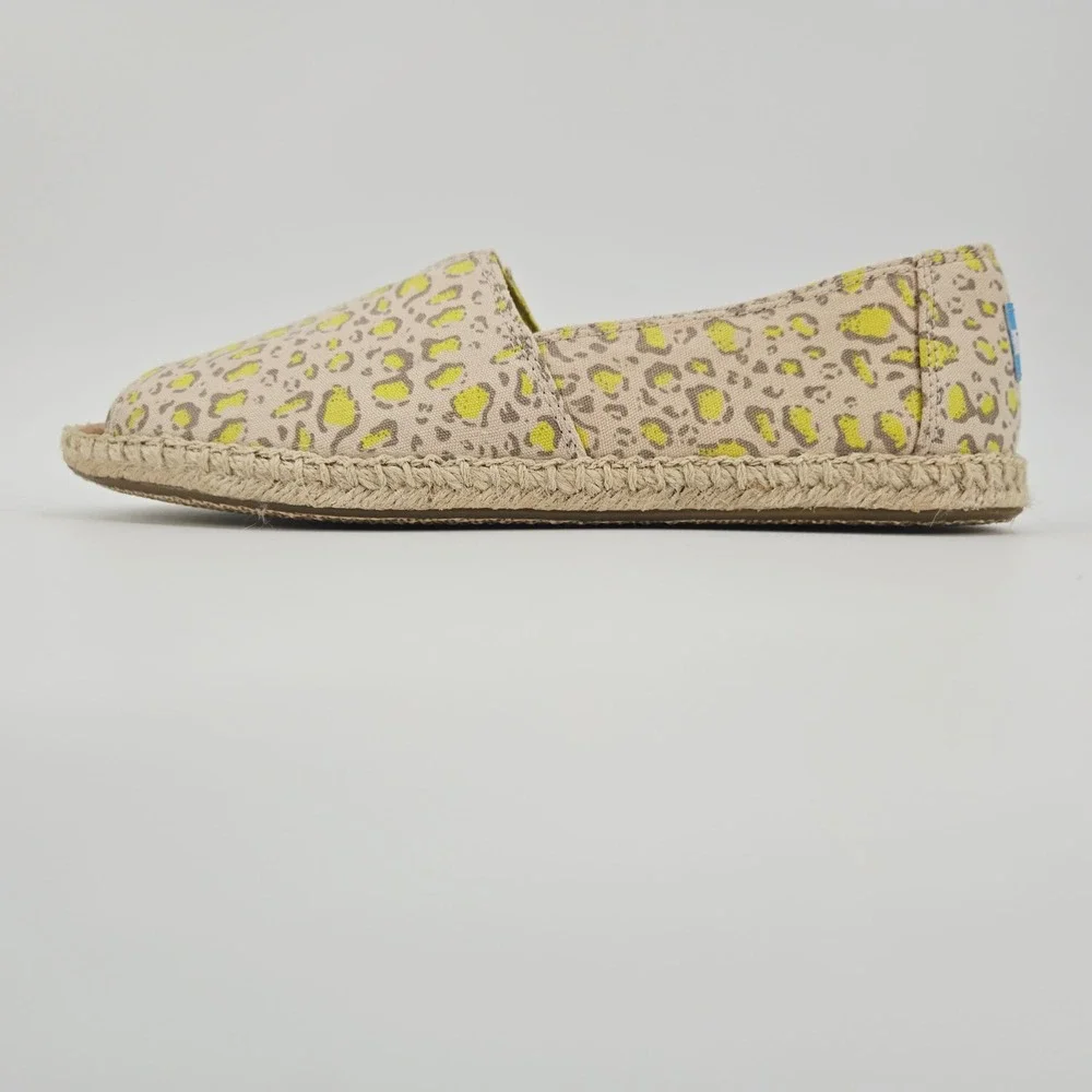 TOMS Alpargata Open Toe Sandals Limeade Leopard Print Women's 8.5 EUR 39‎